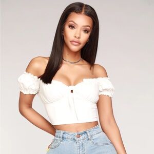 Fashion Nova “morning light off” crop top